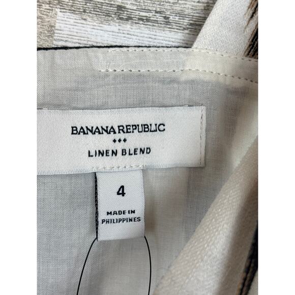 Banana Republic Women’s 4 Black Gold Linen Blend Lined Modern Mini Dress NEW - Picture 3 of 6